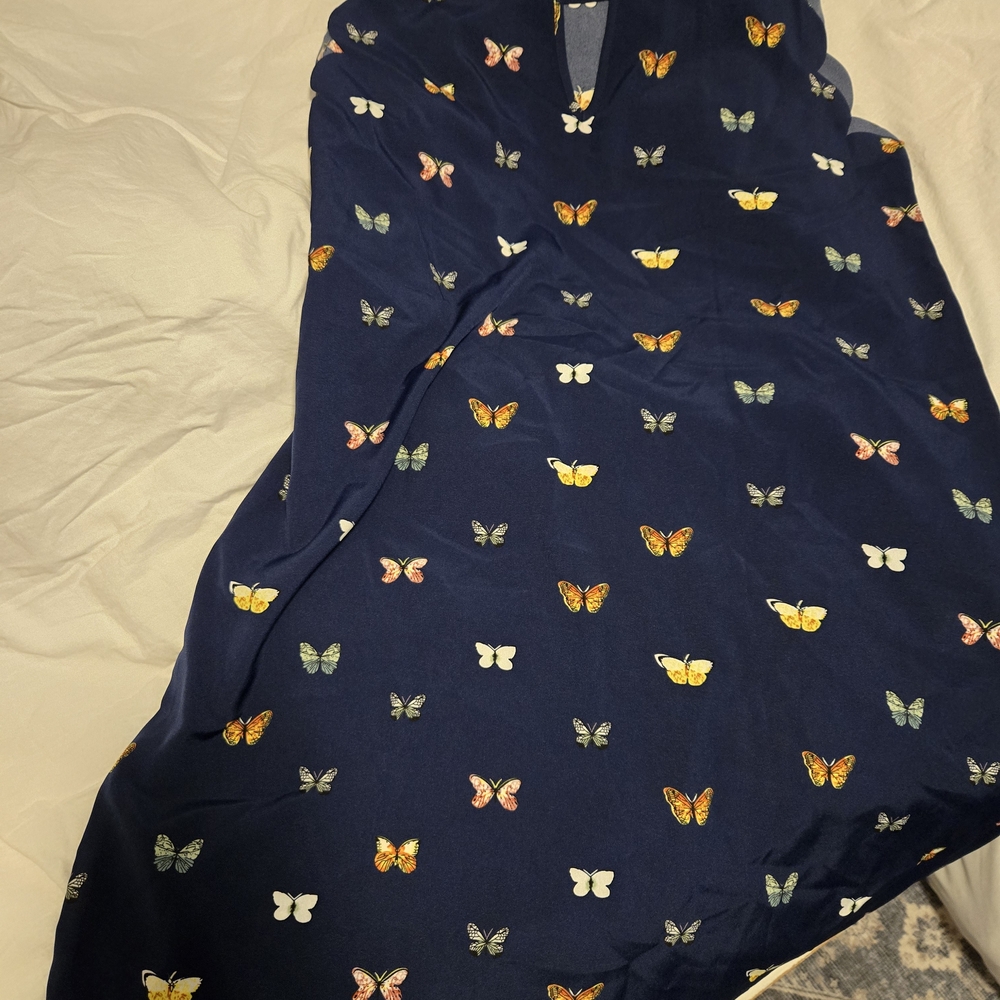 Navy Dress with Butterfly Print